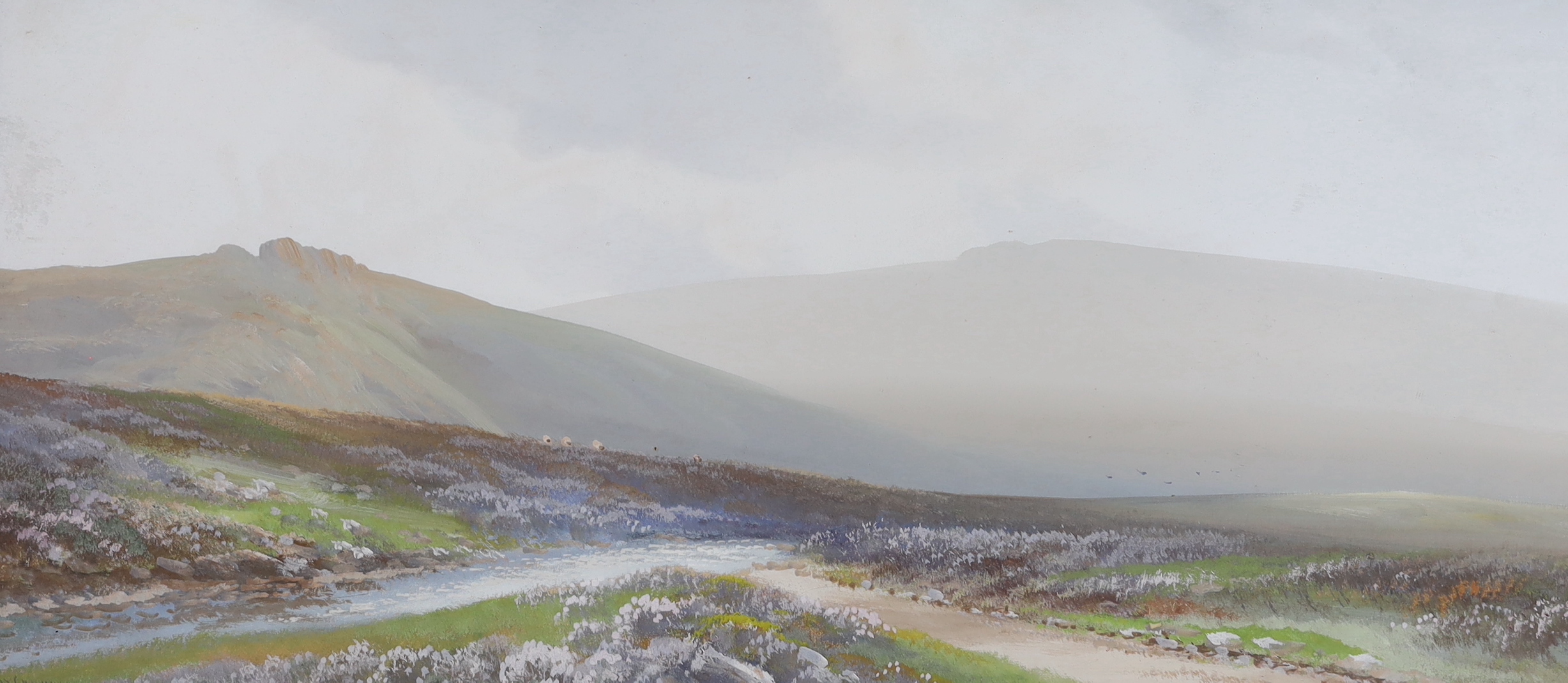 Reginald Daniel Sherrin (1891-1971), pair of gouaches, Moorland landscapes, signed, 23 x 54cm